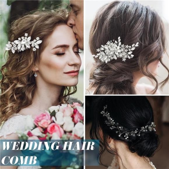 44 Pieces Wedding Hair Comb Faux Pearl Crystal Bride Hair Accessories Hair Side